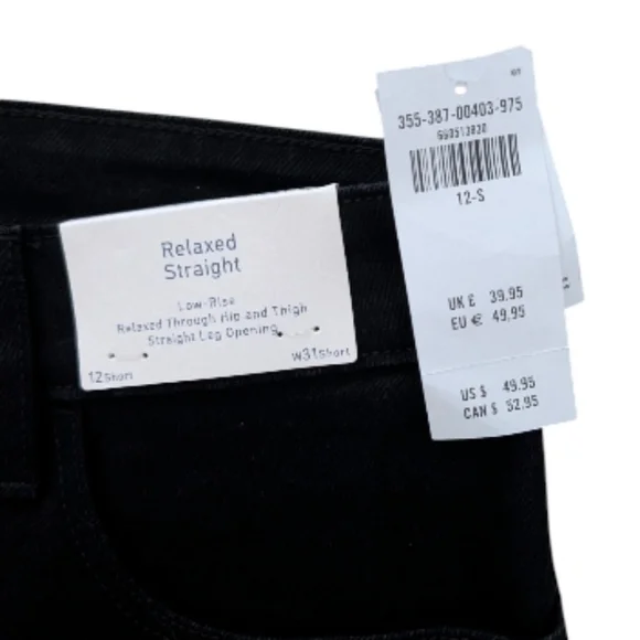 Hollister Low-Rise Relaxed Straight Black Jeans Size 12 Short New - Picture 3 of 4
